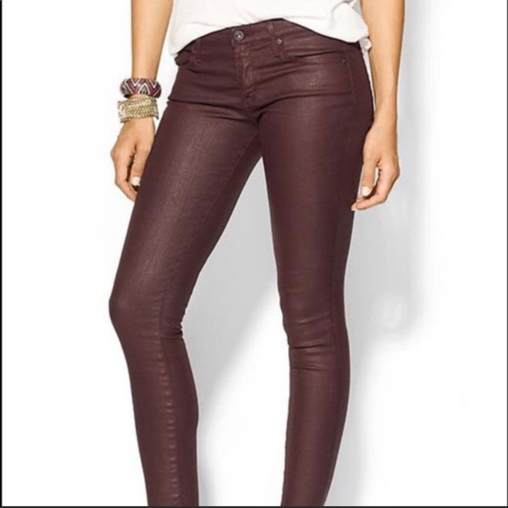 NWOT - AG burgundy leatherette jeans size 26R